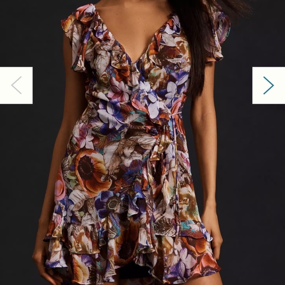 NWT By Anthropologie Ruffled Mini Wrap Dress - Picture 5 of 5